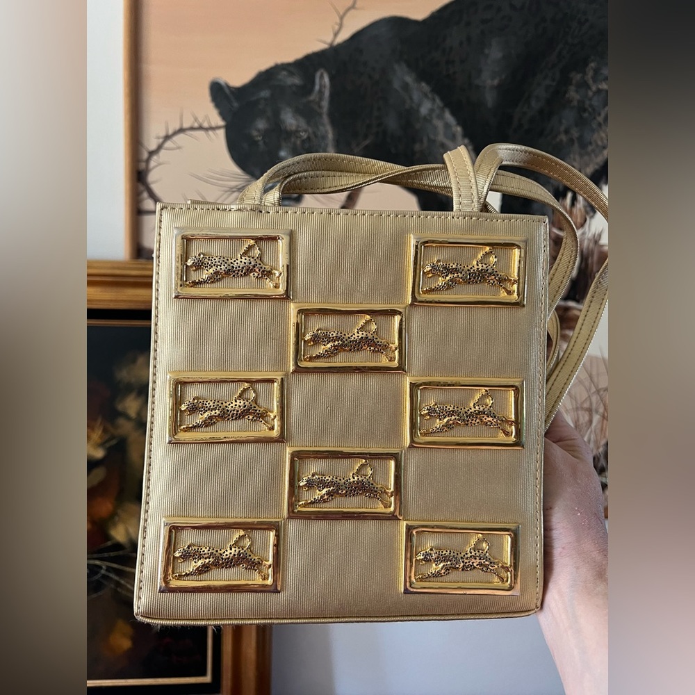 Vintage Women’s Nima Gold Leopard Tote Bag with Shoulder straps